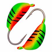 Банан d 4,0 мм, вес 1,29 гр, салатовый+красный с полосками /10 шт/
